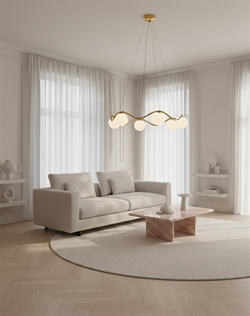 Circle of Life żyrandol duży z kloszami Ø15, opal/mosiądz